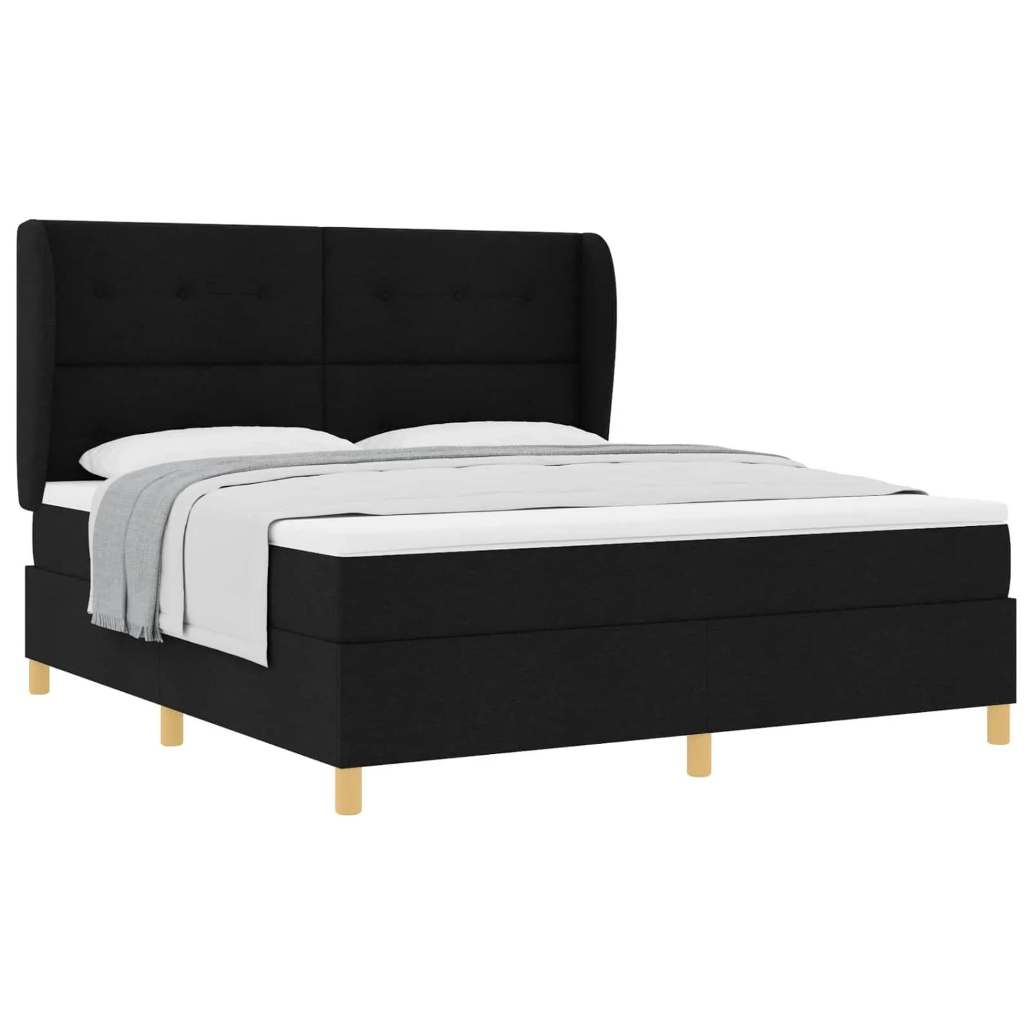 vidaXL Boxspringbett mit Matratze Dunkelgrau 90x190 cm Schwarz 3340769