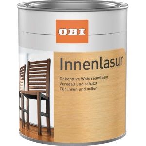 Dose OBI Innenlasur Naturweiß 750ml für Holz im Innenbereich.