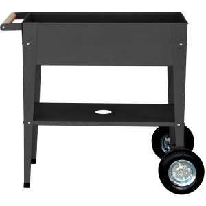 Anthrazitfarbenes Kräuterhochbeet Urban 75x35 cm mit Ablage und Rädern.