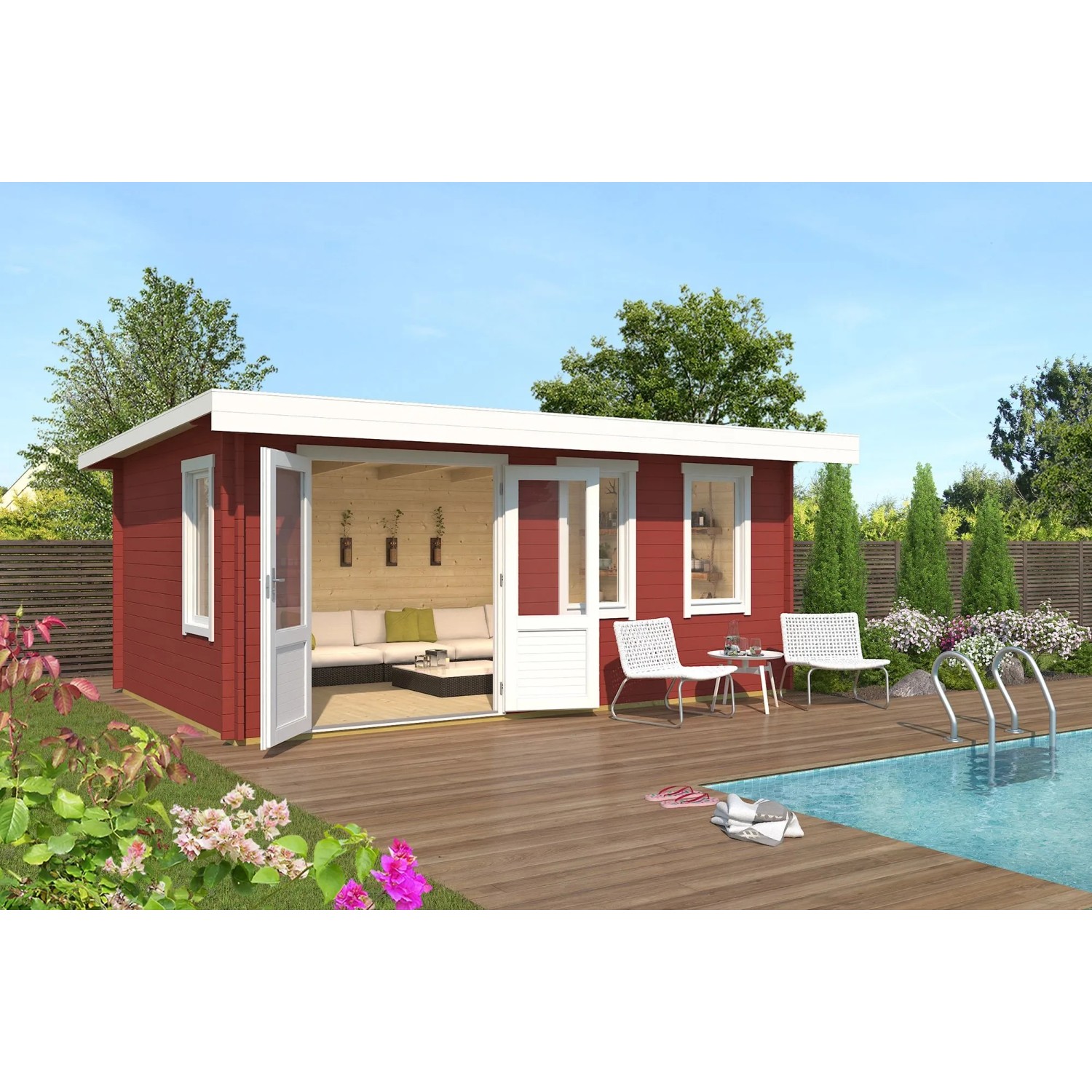 Lasita Gartenhaus Baruda 53 Schwedenrot 510 cm x 330 cm