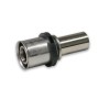 Vernickeltes Pressfitting für Kupferrohr Übergang 16x15mm, mit schwarzem Dichtring. Sichere Rohrverbindung.