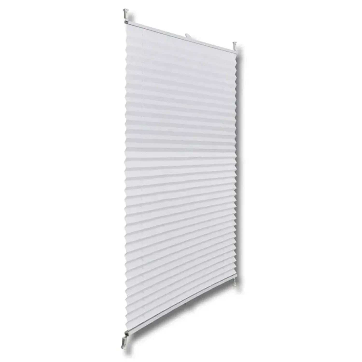 Weißes vidaXL Plissee Faltrollo 110x200cm für Fenster, ohne Bohren montiert.