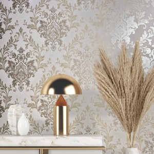 Marburg Vliestapete Villa Romana 53, Ornament in Grau-Beige. Dekorative Tapete mit floralem Muster.