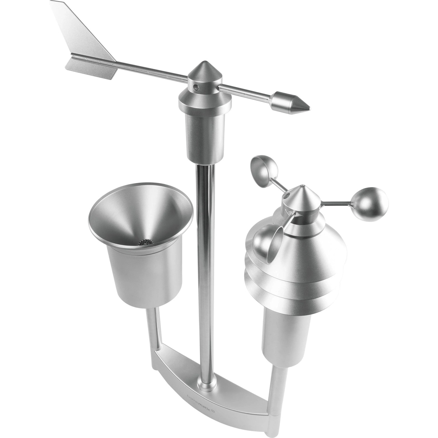 Homematic IP Wettersensor pro aus silbernem Edelstahl. Misst Wind, Regen, Temperatur für Smart Home.