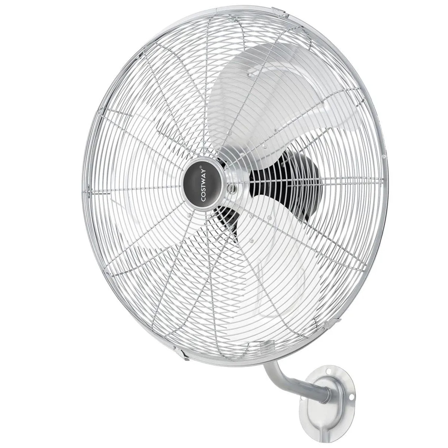 Costway Wandventilator 85° Oszillation & 30° Verstellbare Neigungswinkel Silber