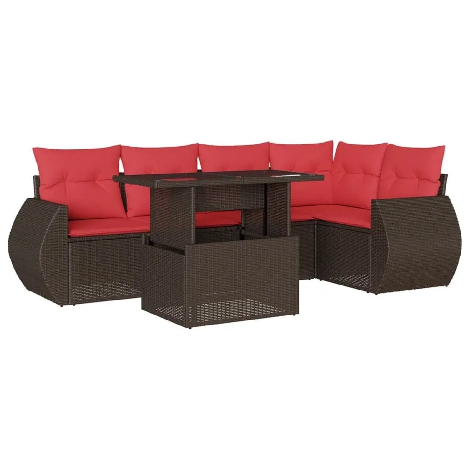 vidaXL 6-Tlg Gartensofa-Set mit Kissen Braun Polyrattan 3268524 günstig online kaufen