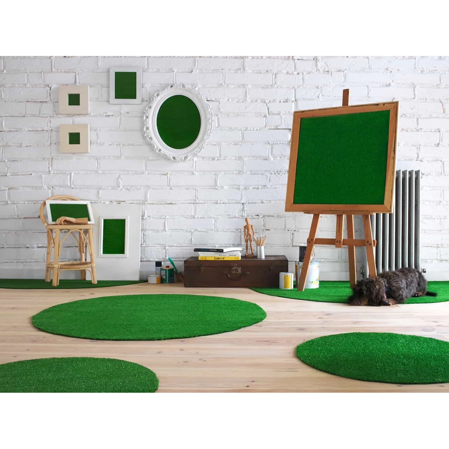 Primaflor Kunstrasen Summer B1, 2x2,5m, grüne Kurzflor-Optik für Messe & Event.