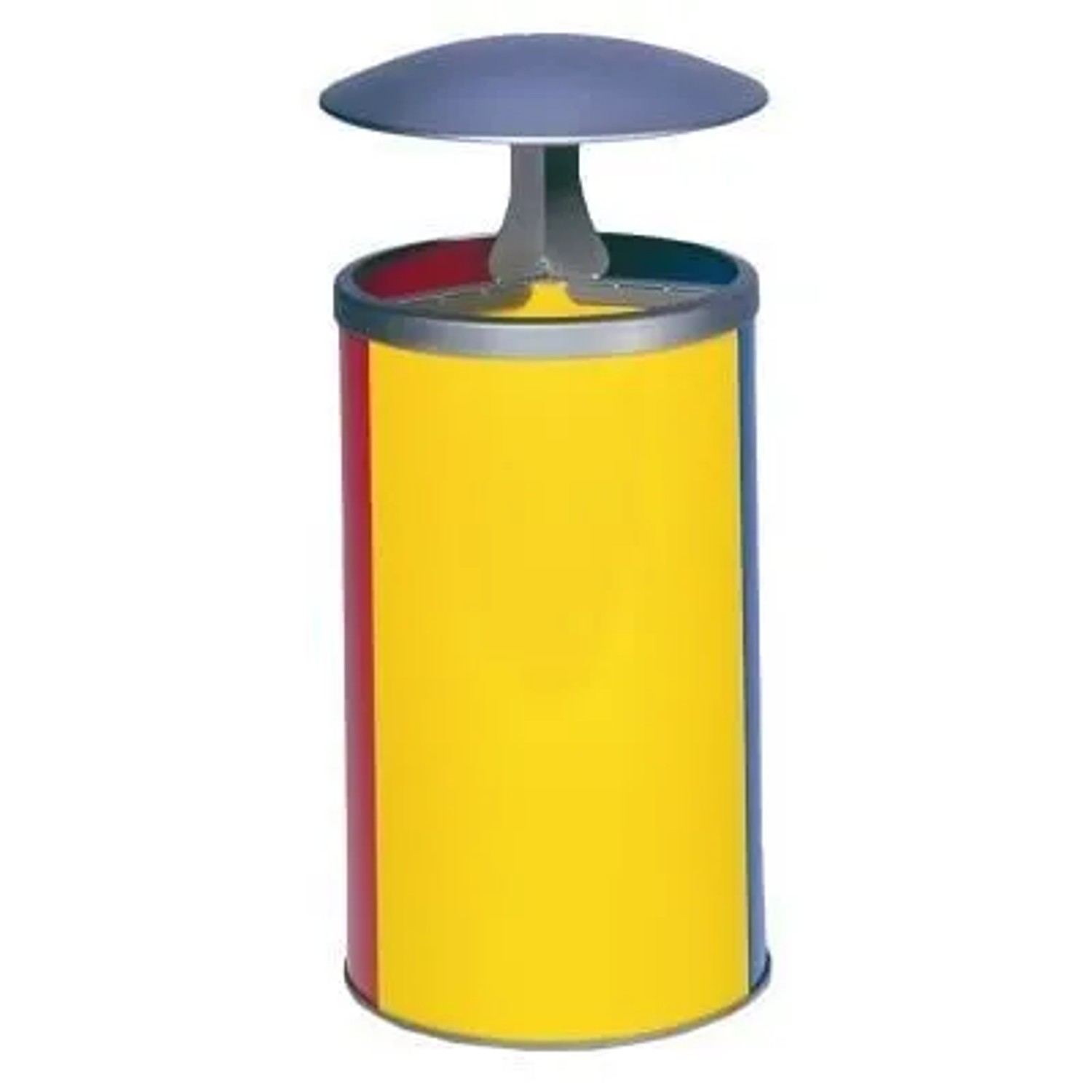 PROREGAL Robuste Wertstoffsammelstation Mit Dach 30 Liter Je Behälter HxBxT 89 x 42 x 42 cm Verzinkter Stahl Blau Rot Gelb