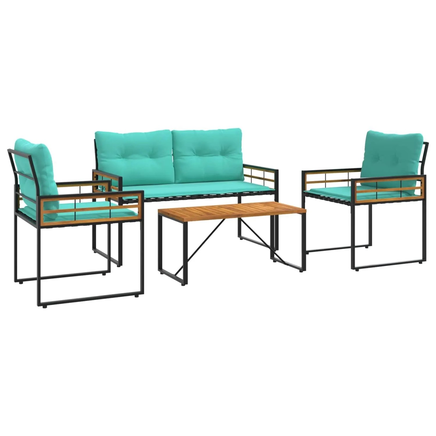 vidaXL Gartenmöbel Set mit Kissen 4-Tlg Türkis 42026930