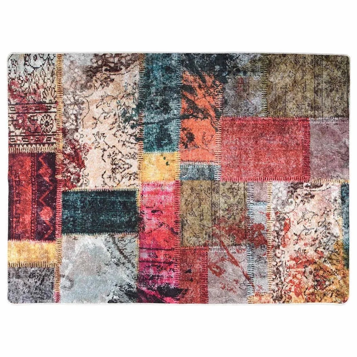 vidaXL Teppich Waschbar Patchwork Mehrfarbig 150x230 cm Rutschfest 373995 günstig online kaufen