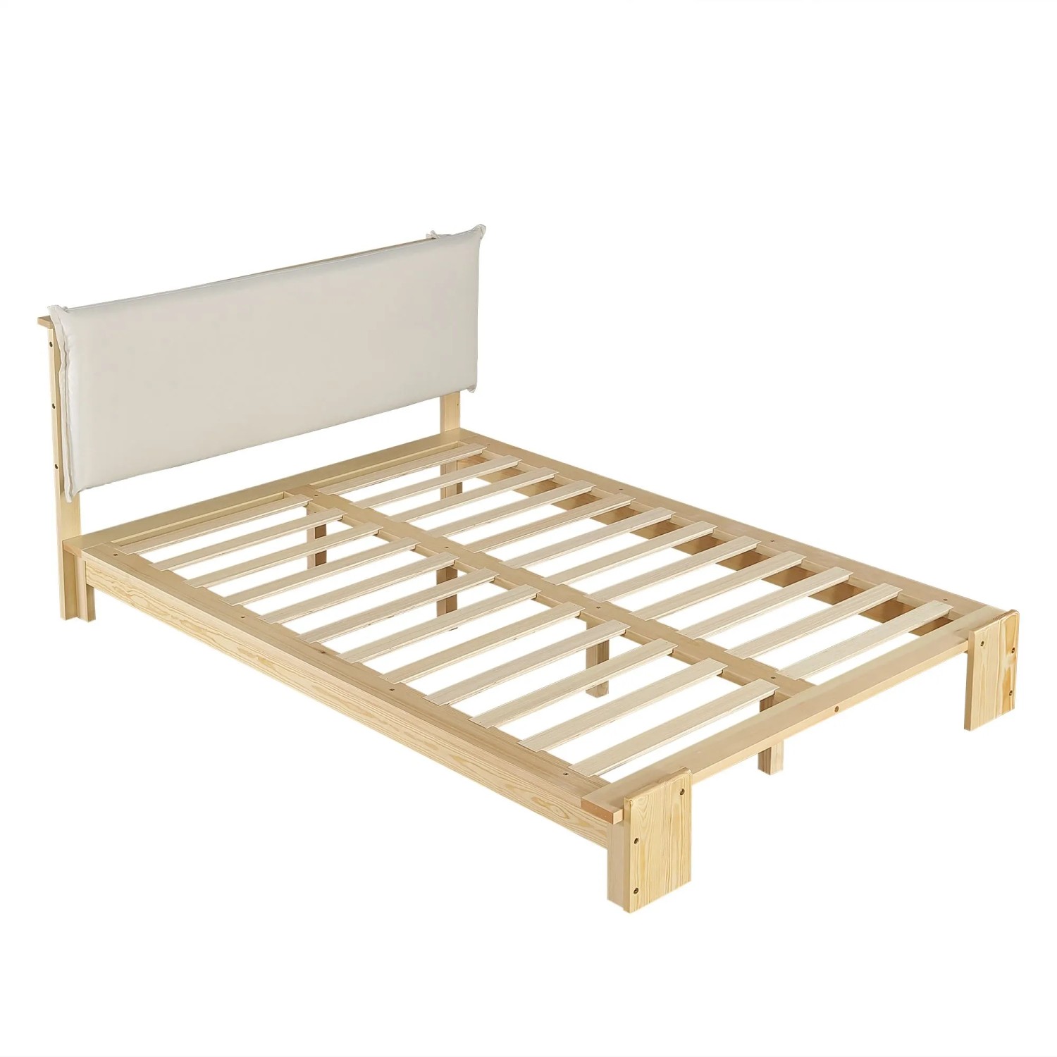 okwish Polsterbett 140x200cm mit Gepolstertem Kopfteil Kinderzimmer Natur ohne Matratze