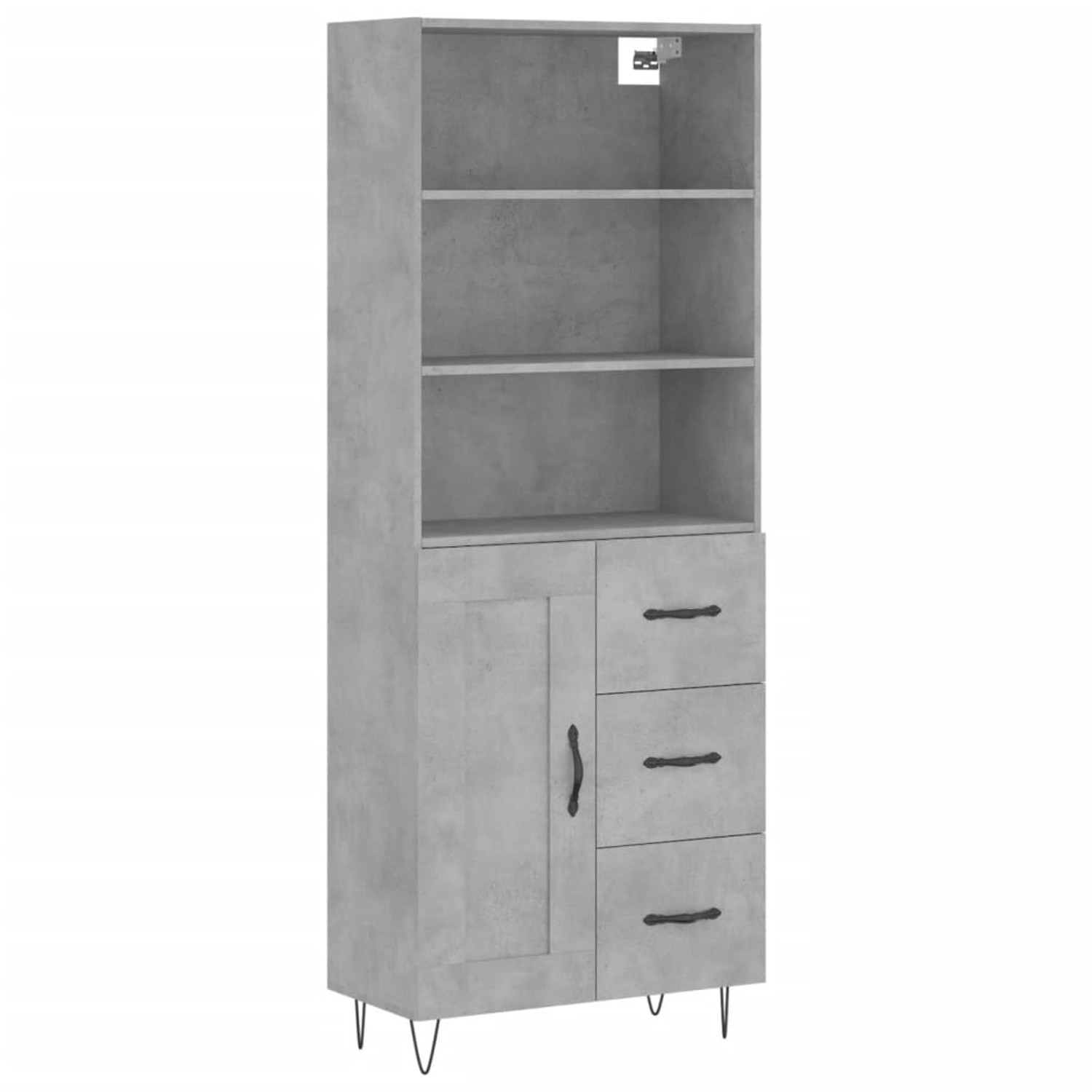 vidaXL Highboard Betongrau 69,5x34x180 cm Holzwerkstoff 3190017 günstig online kaufen