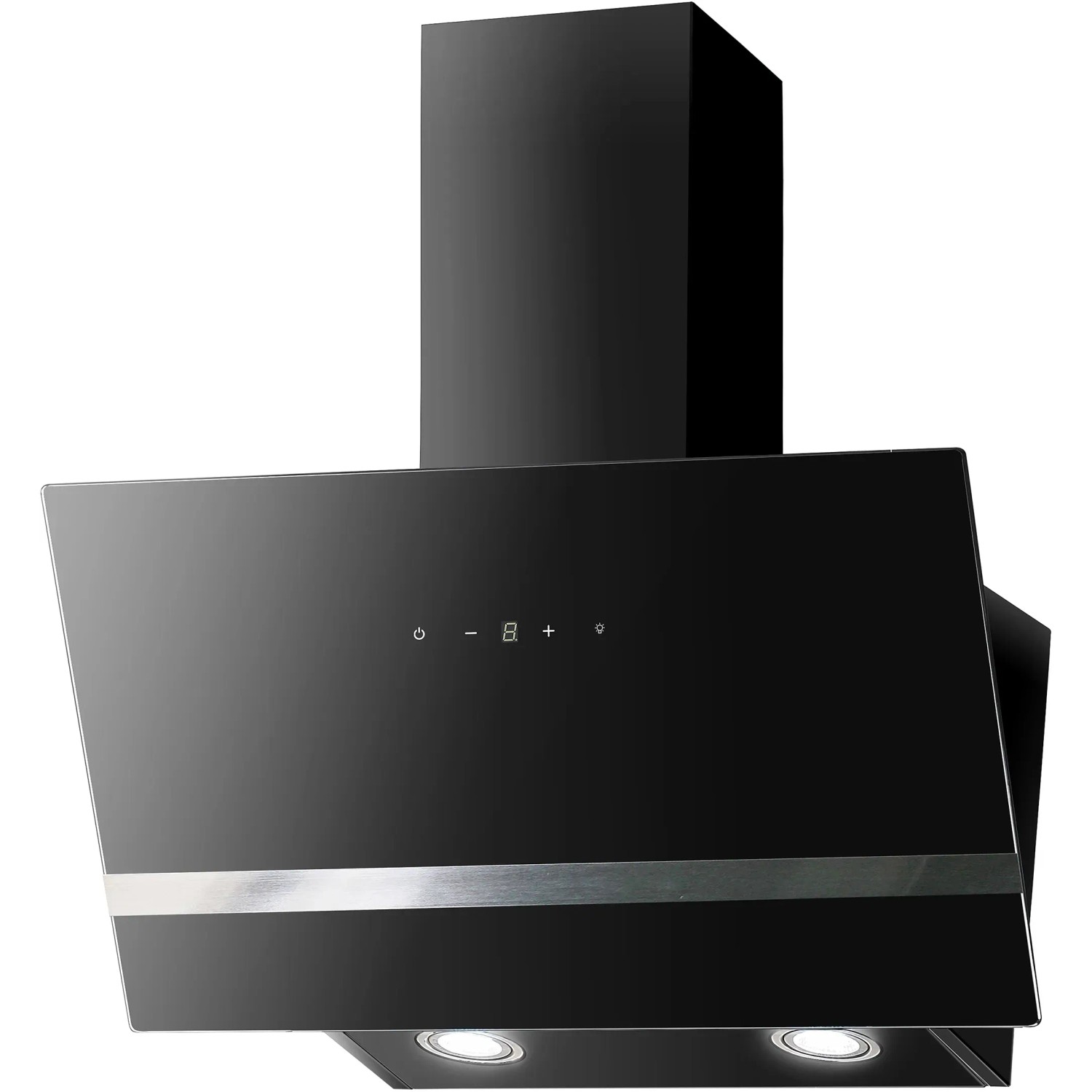 Respekta Design Schräghaube CH24080SM Schwarz, 80cm Kopffreihaube mit Glasschirm und LED-Beleuchtung.