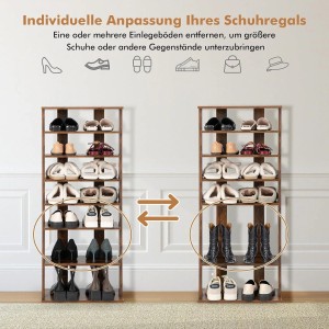 Costway 8 Stufiges Schuhregal Höhenverstellbar Holz Braun Doppel