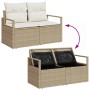 Beiges 6-tlg. vidaXL Garten-Sofa-Set aus Polyrattan mit Kissen und Stauraum.