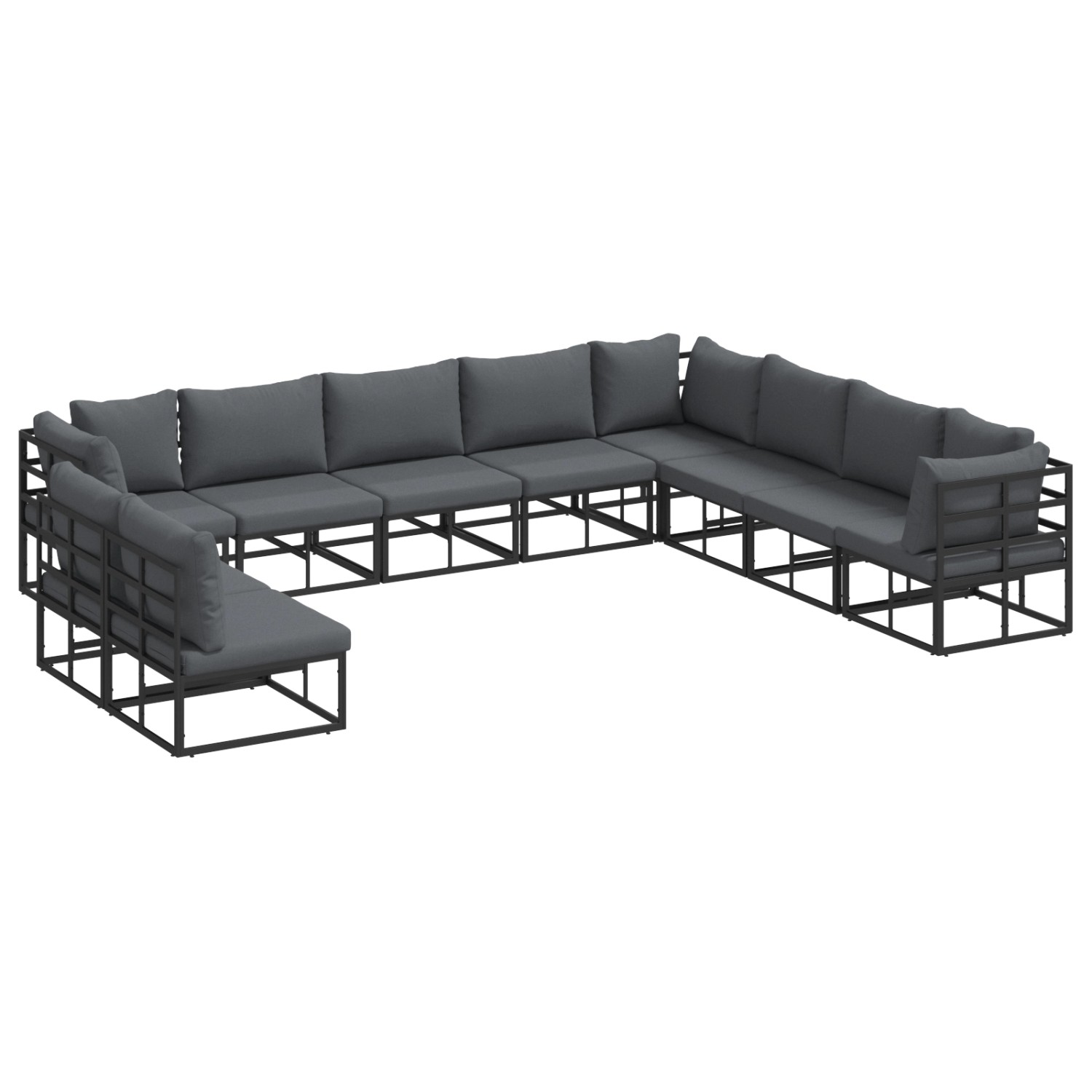 vidaXL Garten-Sofa-Set mit Kissen 10-Tlg Schwarz Aluminium 3378878 günstig online kaufen