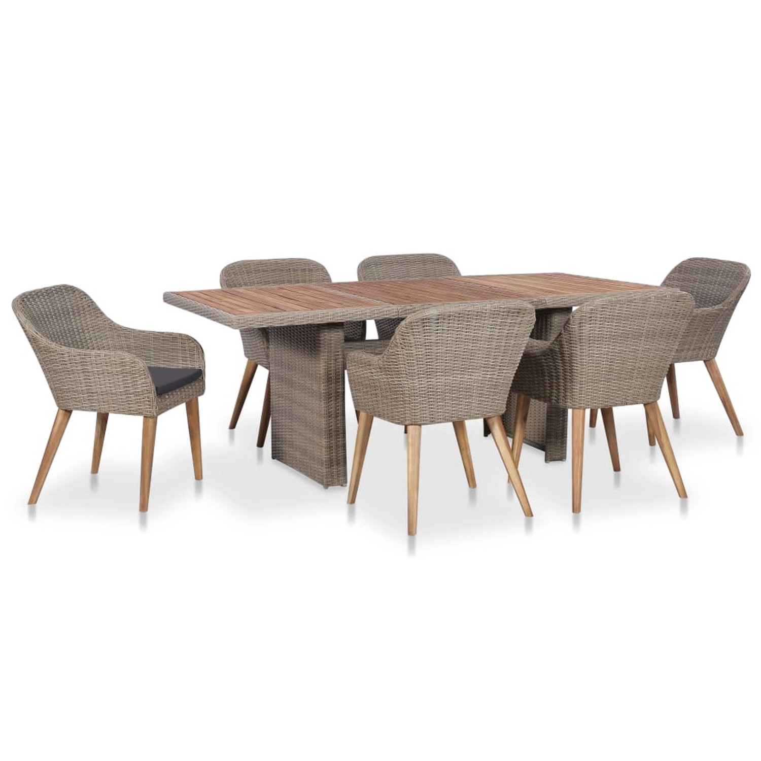 vidaXL 7-Tlg Garten-Essgruppe mit Auflagen Poly Rattan 3057814
