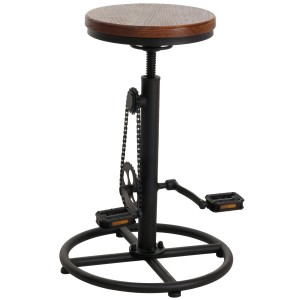 Brauner MCW Barhocker N19 im Industrial Design mit Fahrrad-Elementen und Fußablage.