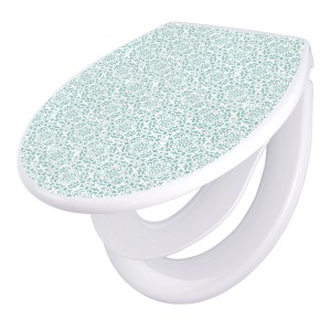 Banjado WC-Sitz Familie mit Kindersitz, blau getupftem Muster und Absenkautomatik.