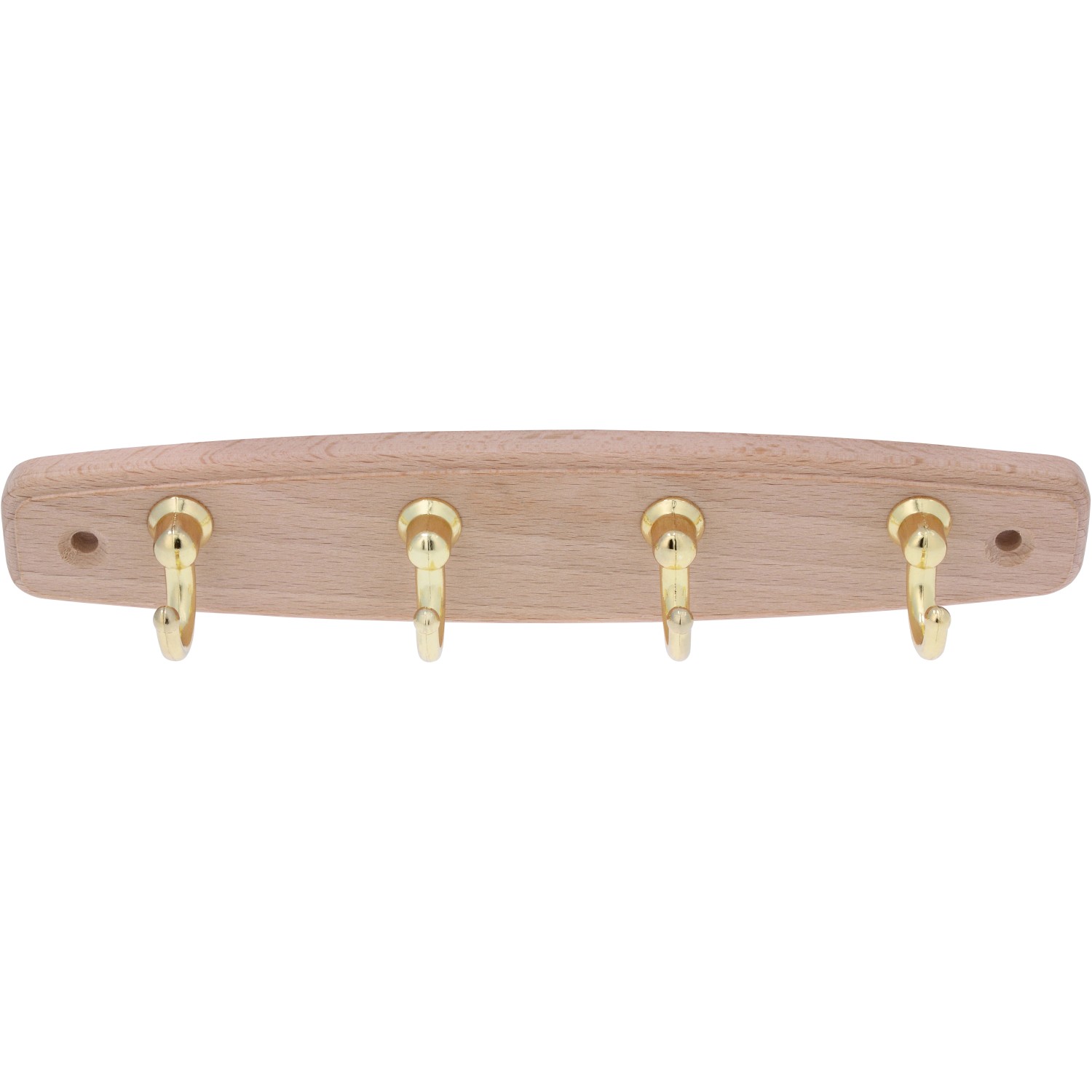 Siro Schlüsselleiste aus Buche mit 4 Messinghaken, 200mm Länge.