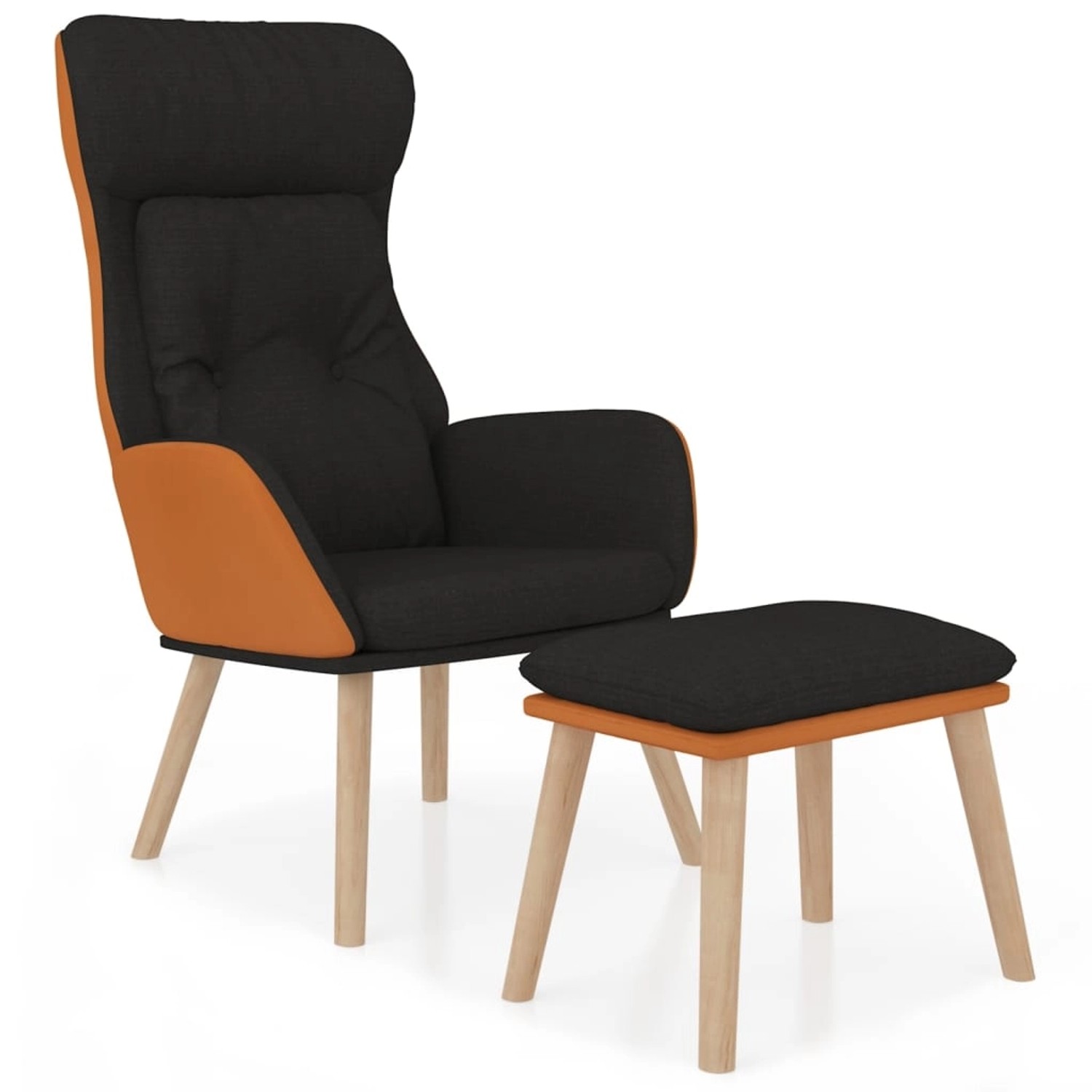 vidaXL Relaxsessel mit Hocker Schwarz Kunstleder & Stoff 3097766 günstig online kaufen