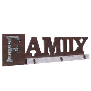 MCW Wandgarderobe A91 Family im Landhausstil mit 3 Haken aus MDF und Metall.
