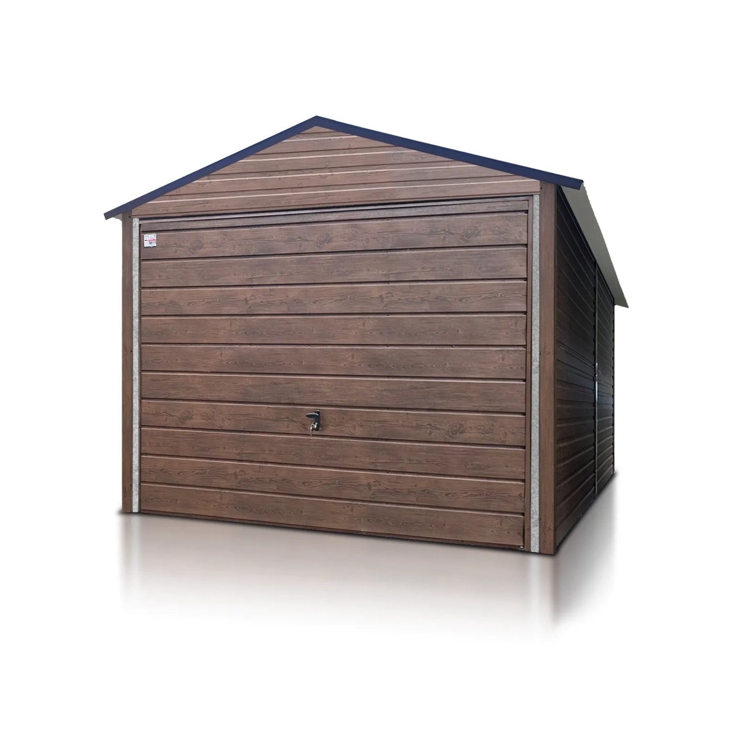 Liderstal Einzelgarage Premium aus Blech 300 x 400 cm Satteldach Schwingtor Holzoptik