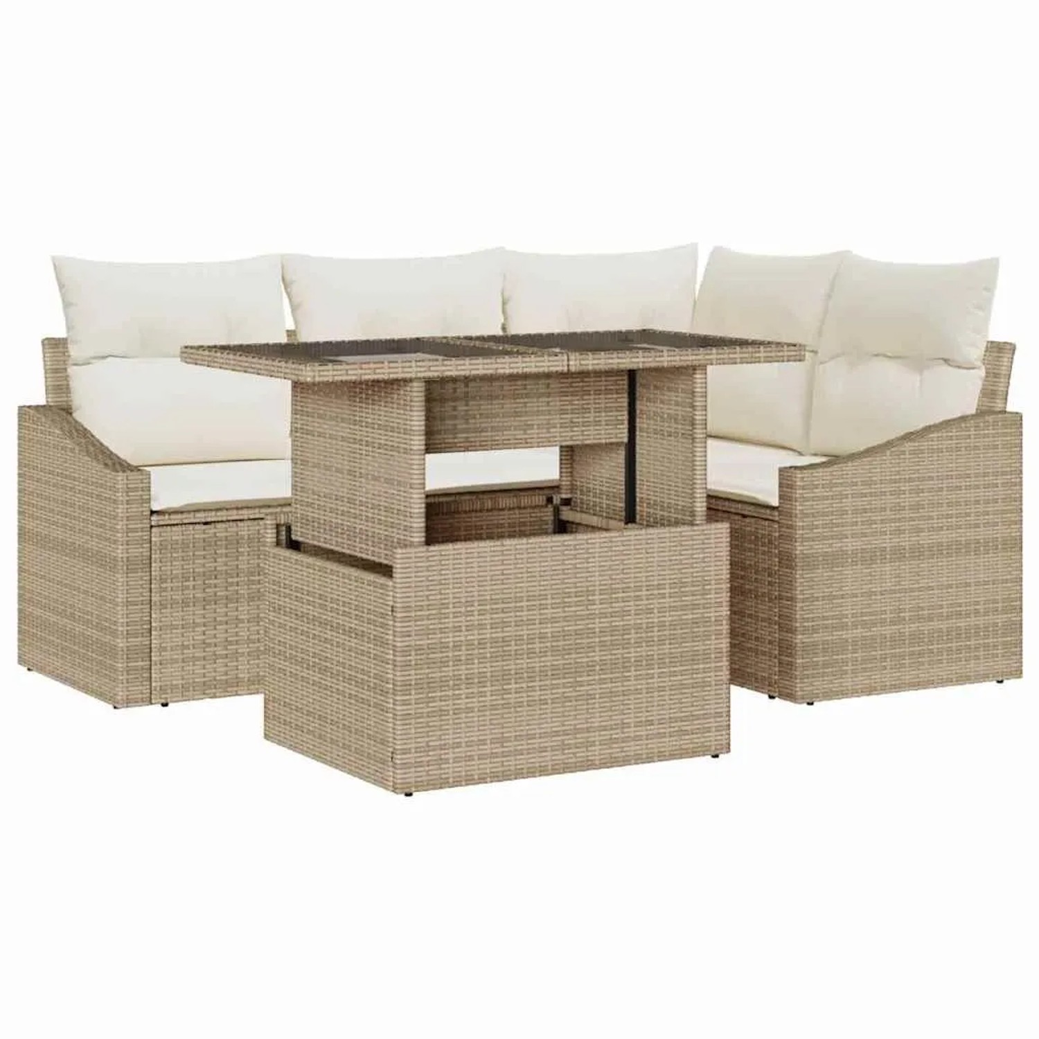 vidaXL Gartensofa-set mit Kissen 5-Tlg Beige und Creme Poly-Rattan 3348997 günstig online kaufen