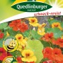 Samenpackung Quedlinburger Kapuzinerkresse, rankende Mischung mit gelben und orangen Blüten.