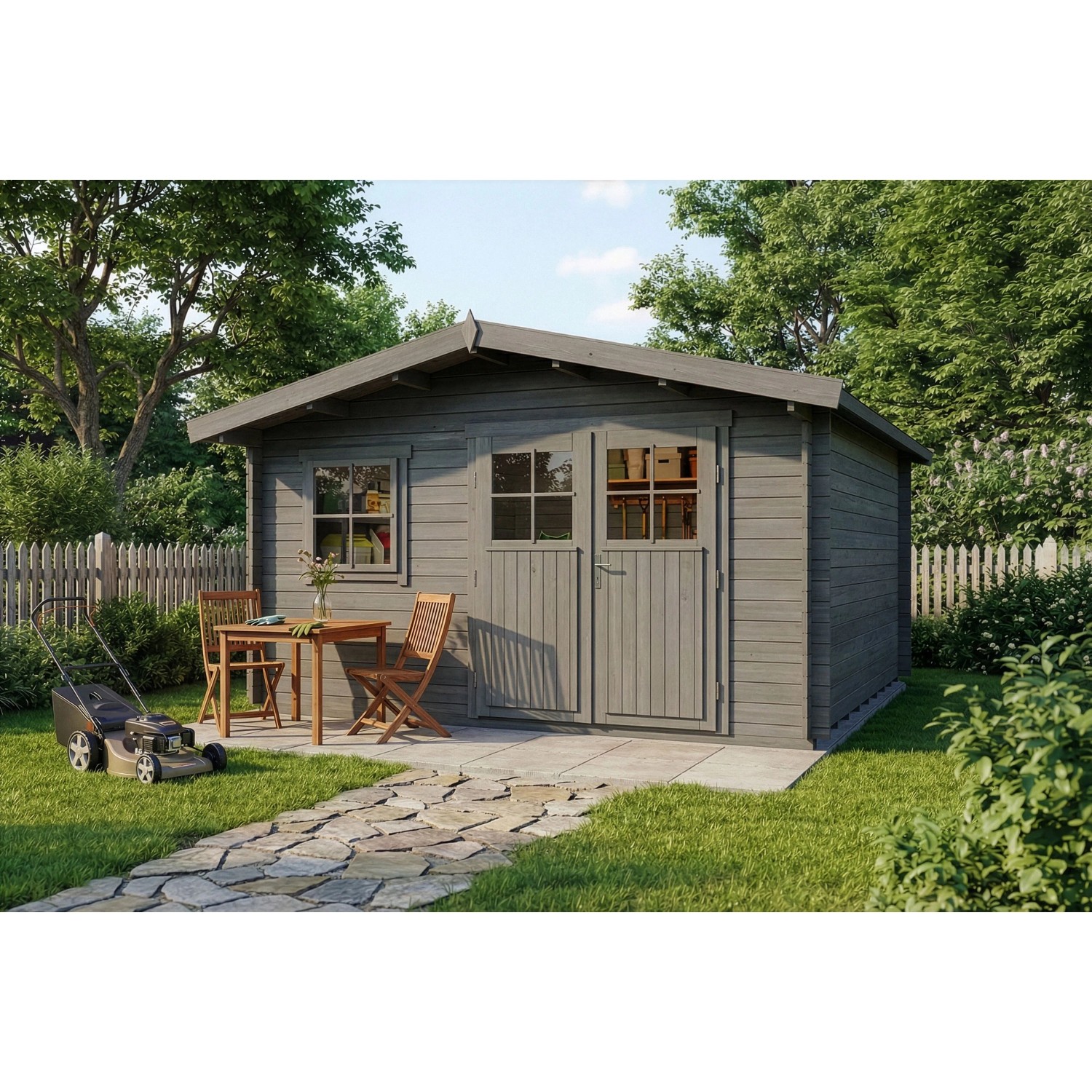 Gartenhaus Valeria-28, 428 x 427 cm, Grau