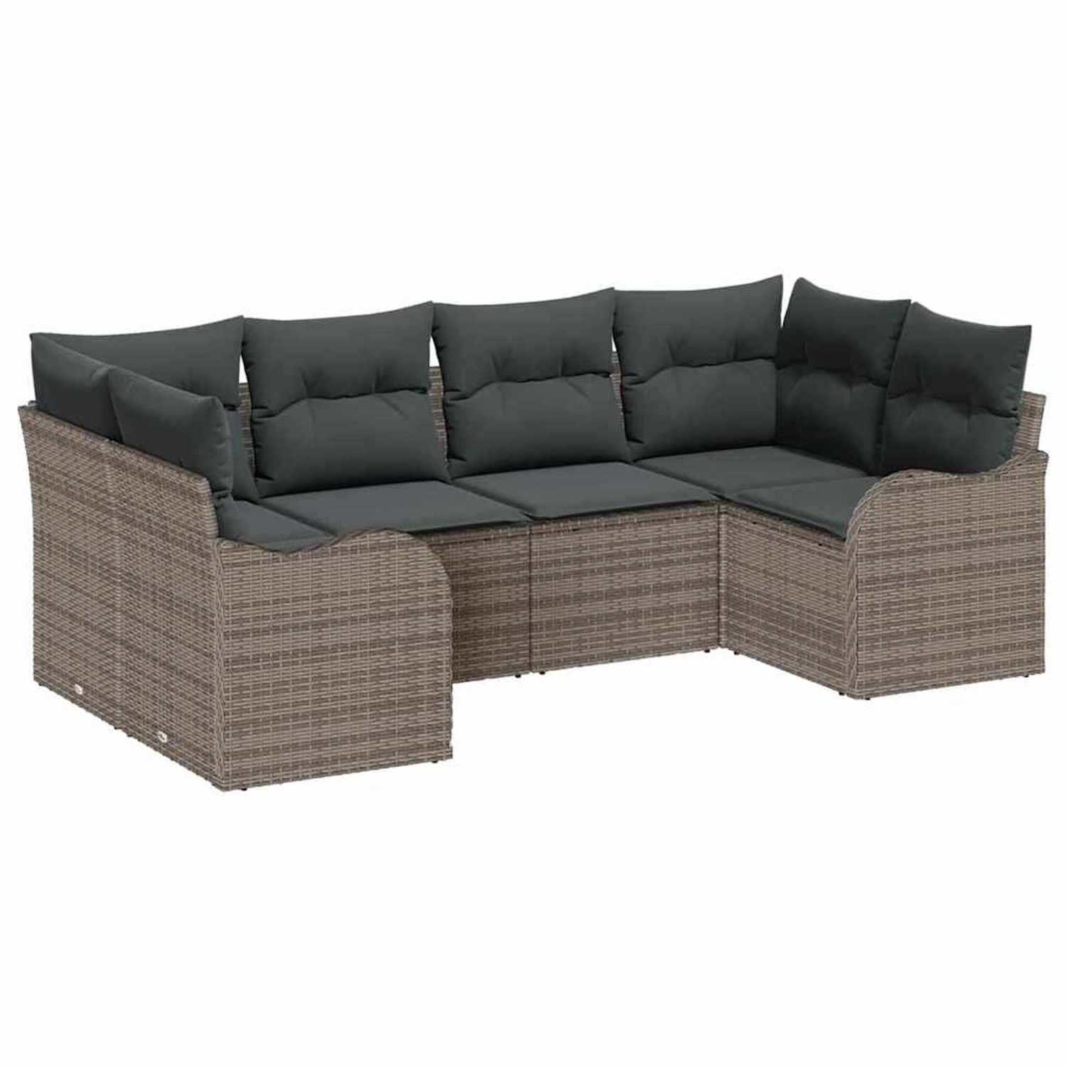 vidaXL Garten-Sofa-Set mit Kissen 6-Tlg Grau Poly Rattan 3345839 günstig online kaufen