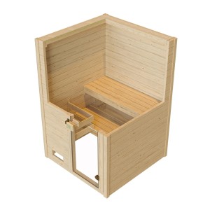 Weka Massivholzsauna Valida 1 Sparset, 38mm Fichte, mit Glastür und Bänken.