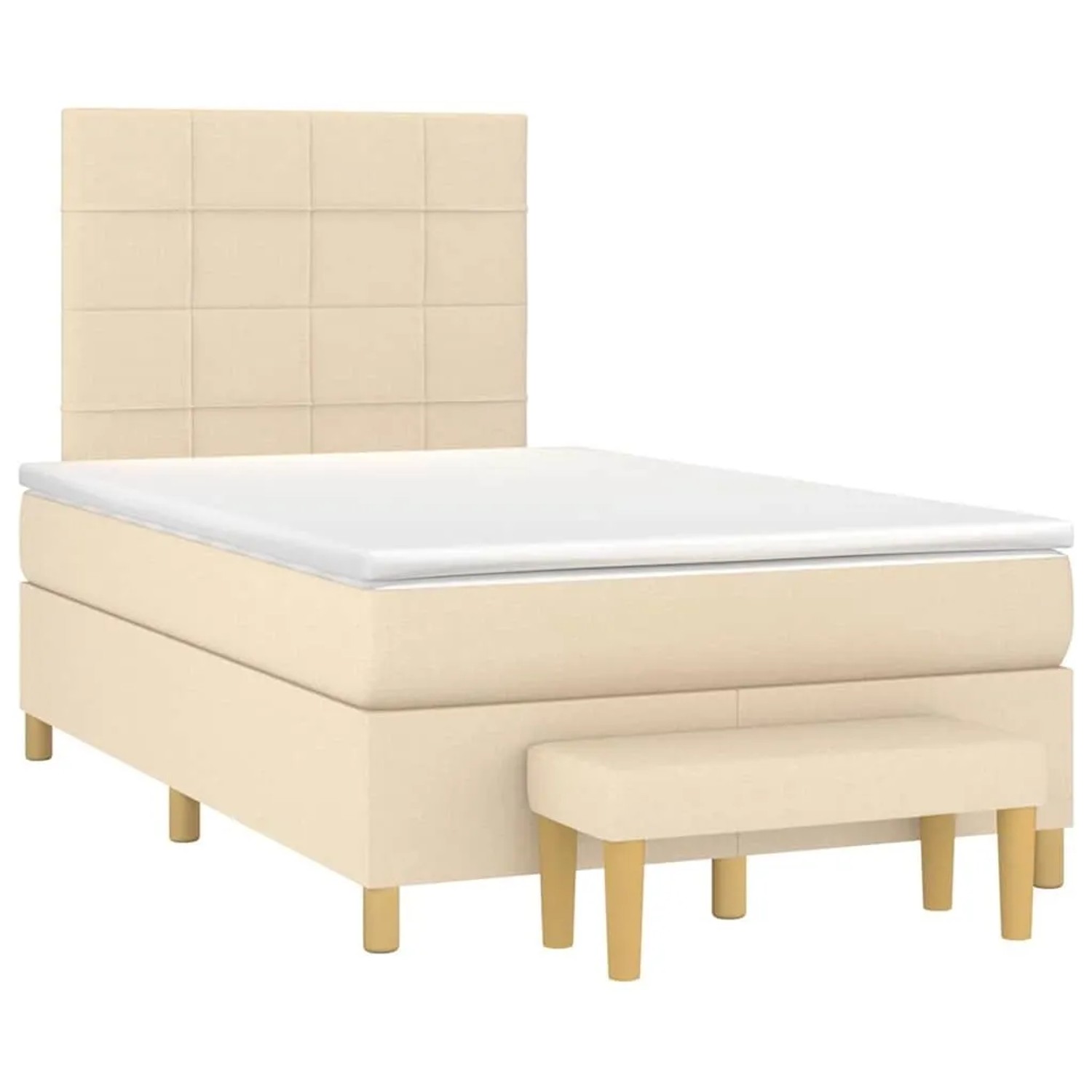 vidaXL Boxspringbett mit Matratze Creme 120x190 cm Stoff 3270409