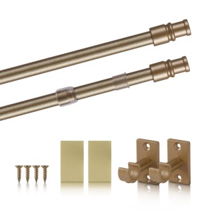 Bestlivings Cafehausstange, matt gold, ausziehbar (125-225cm) mit Zubehör.