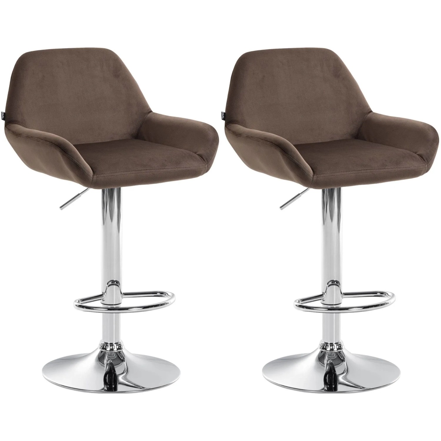DELUKE Barhocker 2er Set DUBLIN Braun Samt Chrom Barstuhl Mit Lehne Tresenhocker Tresenstuhl