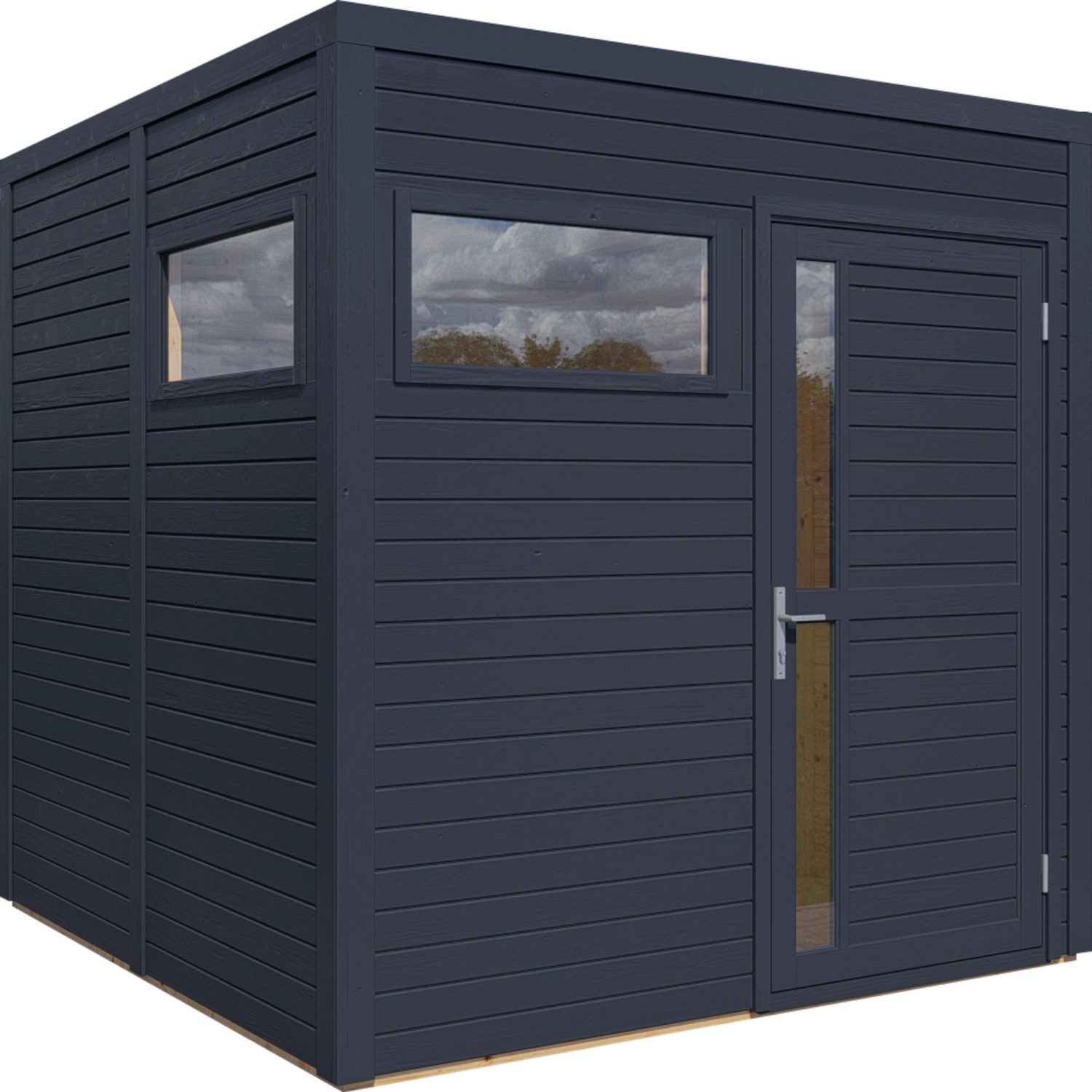 Bertilo Holz-Gartenhaus Cubus 2 Anthrazit 226 cm x 234 cm FSC®