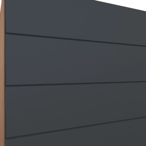 Detailansicht: Held Möbel Küchenzeile 240 cm in Matt Grau-Wotaneiche. Frontansicht.