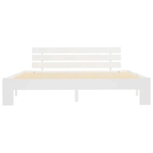 Weißes Massivholzbett (160x200 cm) aus Kiefernholz für das Schlafzimmer.