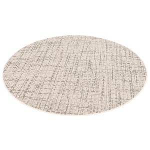 Runder, creme-schwarz melierter Snapstyle In & Outdoor Teppich Oslo, 200cm Durchmesser.