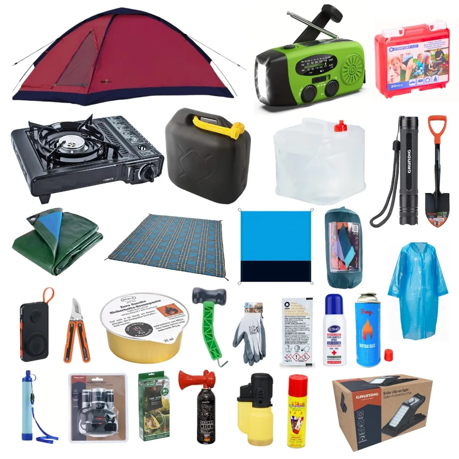 JUNG BLACKOUTPro Notfall Survival Kit 167 tlg Blackout Vorsorge Set L Prepper Notfallausrüstung Katastrophenschutz Camping Outdoor Emergency Set