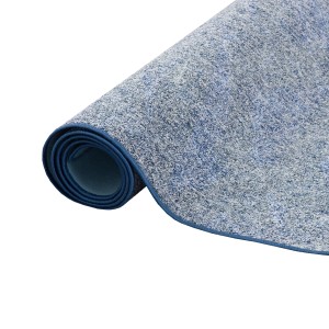 Gerollter, melierter, blauer Schlingenteppich (133x133cm) von Snapstyle.