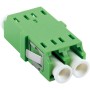 Grüner Schwaiger Glasfaser LC Duplex Adapter ohne Flagge für Netzwerktechnik.