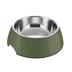Hunter Melamin-Napf Khaki, 0,7 l. Hundenapf mit Edelstahleinsatz und rutschfestem Gummirand.