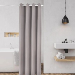 Bomoe Neptun Duschstange (L 115-200cm) mit Duschvorhang im Badezimmer.
