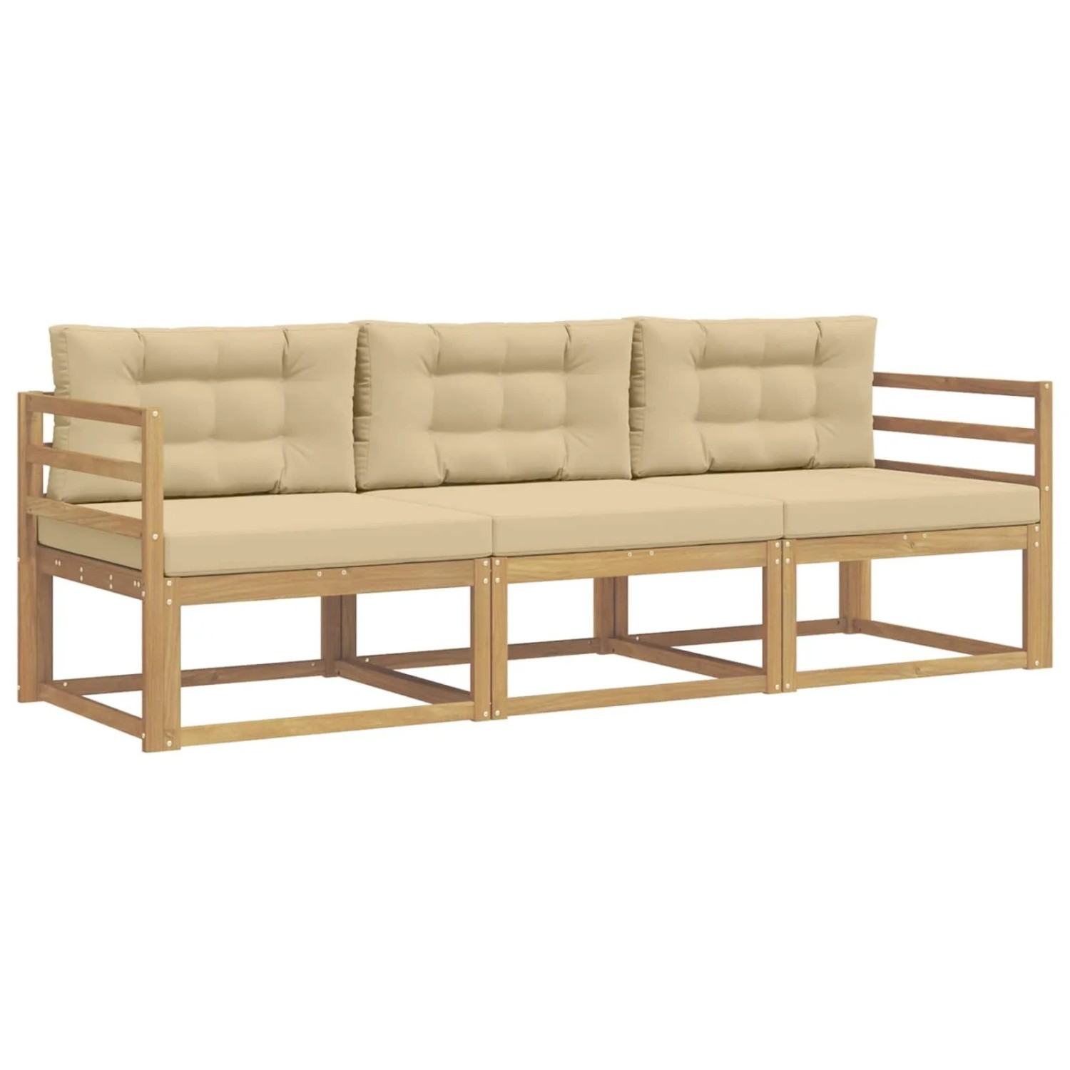 vidaXL Outdoor-Sofagarnitur mit Kissen 3 Stk Weiß und Beige Polyester 3385977