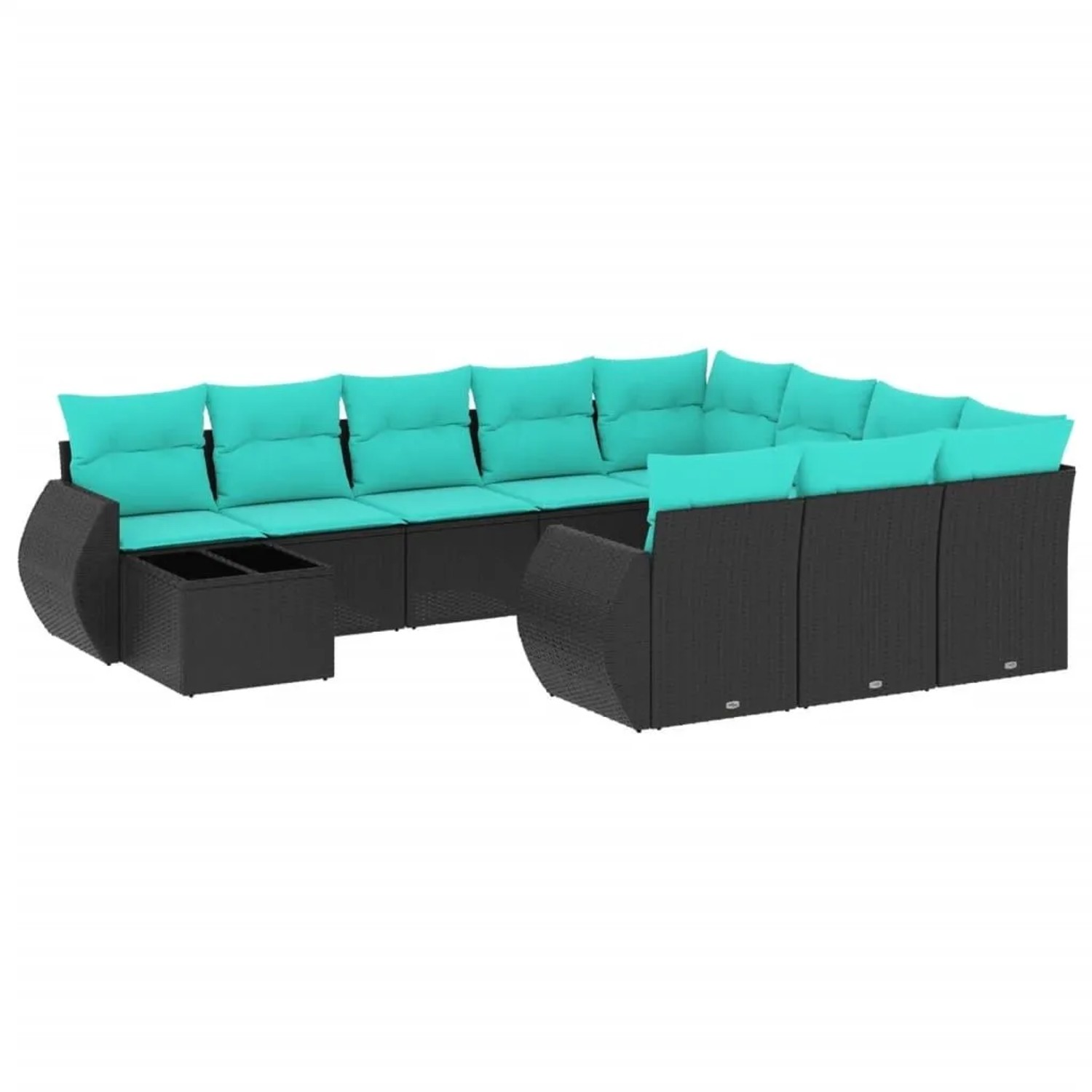 vidaXL 11-Tlg Gartensofa-Set mit Kissen Schwarzes Polyrattan 3221926 günstig online kaufen