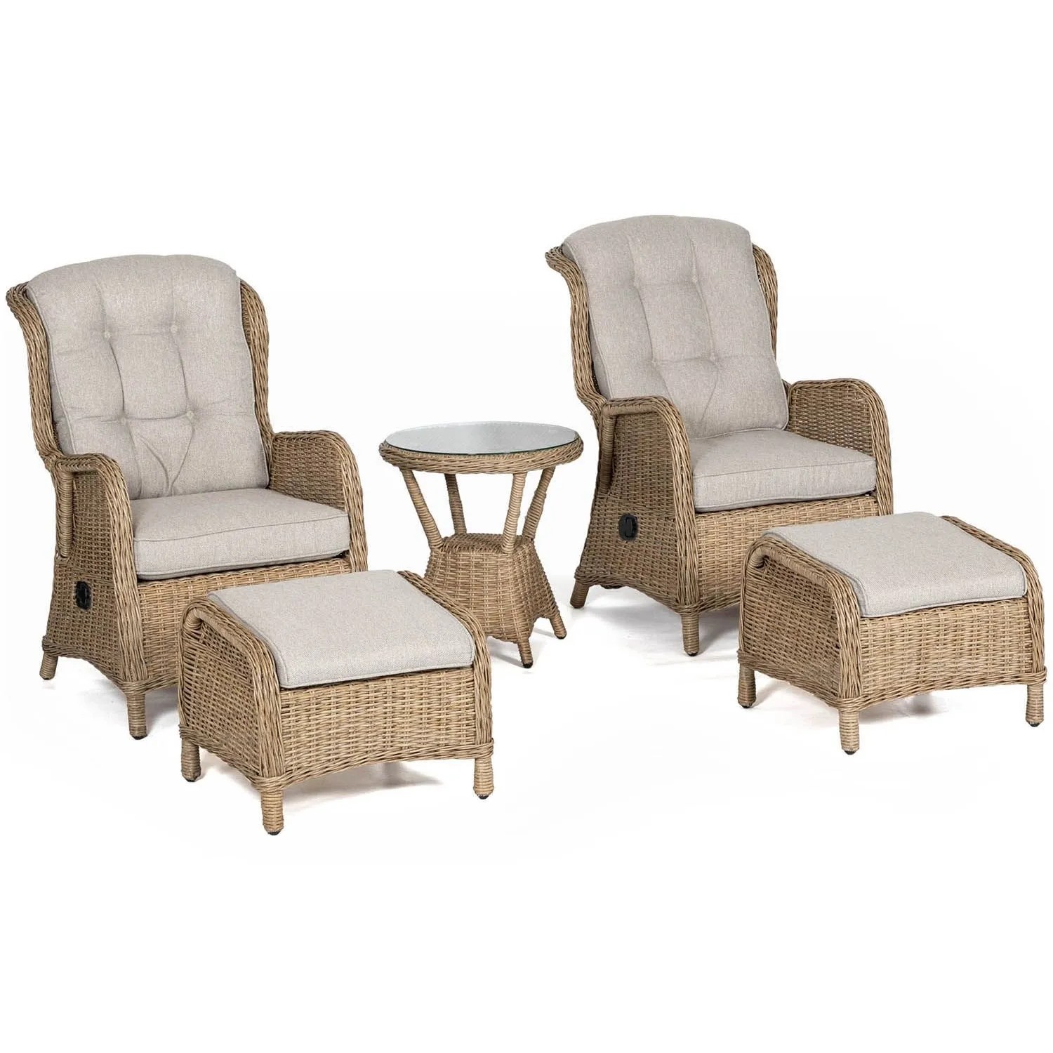 osoltus Sandy Beach Set Alu Korbsessel Ohrensessel Verstellbar 5 tlg