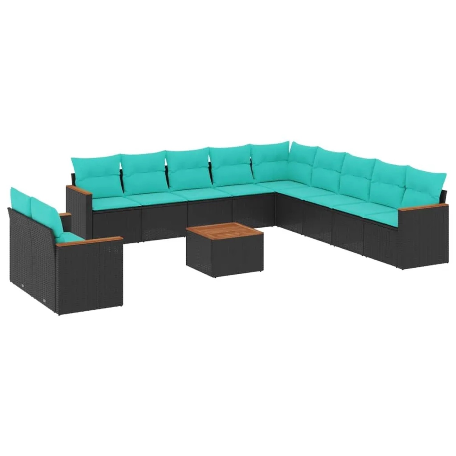 vidaXL 12-Tlg Gartensofa-Set mit Kissen Schwarz Polyrattan 3226134 günstig online kaufen
