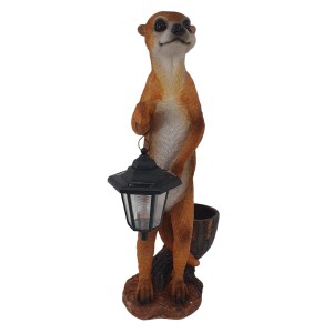 Dekorative Erdmännchen-Figur (62 cm) mit Laterne für den Garten.