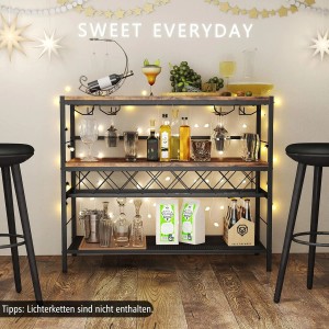 Costway Hausbar Schrank Rustikales Braun 4 Ebenen 7 Flaschen